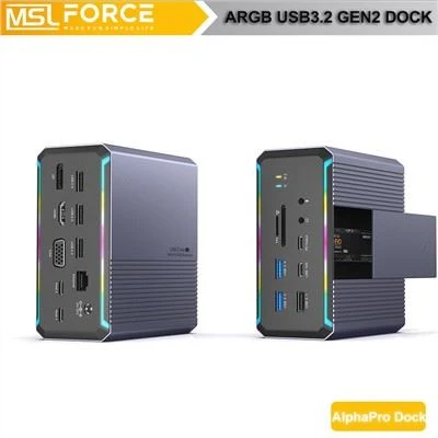 USB3.2 Gen2 19 in 1 MST Dock Dengan Argb Light